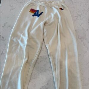 cream aviator nation sweatpants xs